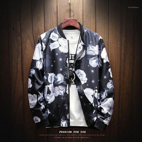 men's jackets 2021 brand clothing men spring slim fit casual jacket/male printing stand collar coats plus size s-5xl1, Black;brown